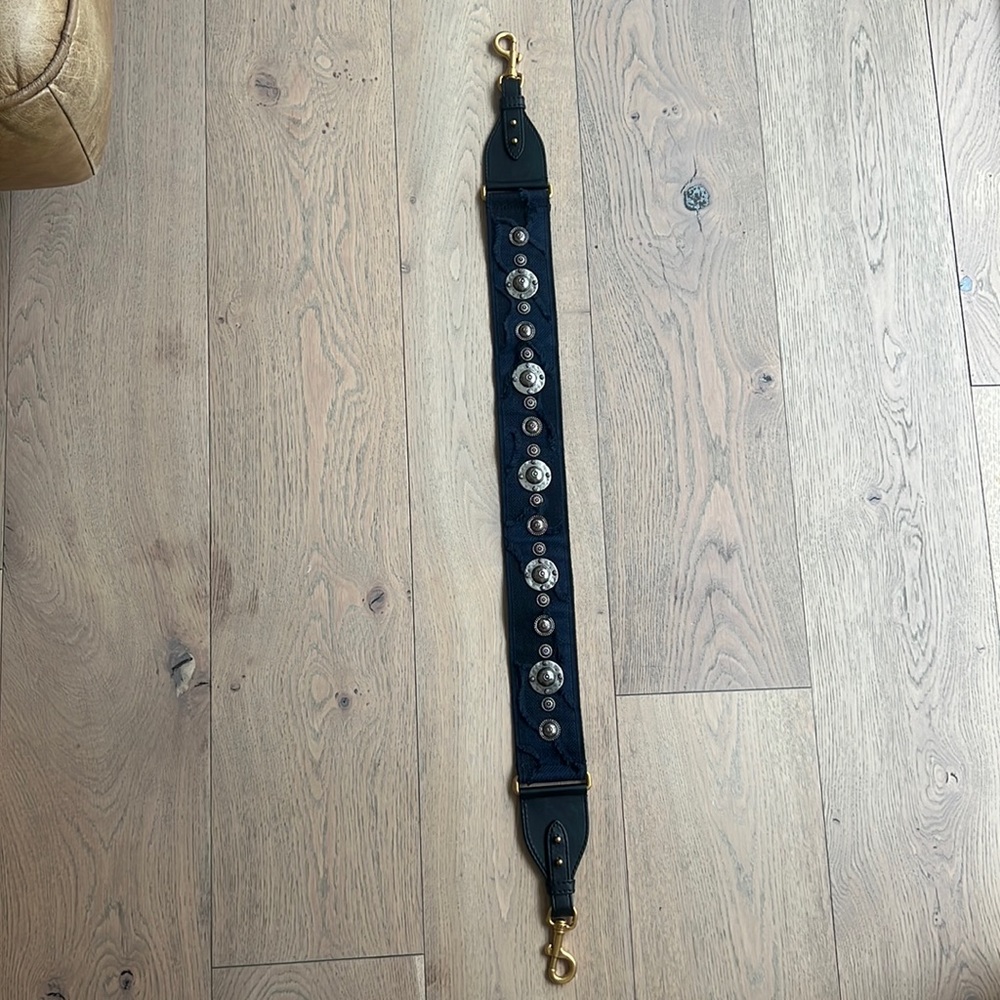 Christian Dior Shoulder Strap w Gold hardware / silver studded embroidery
